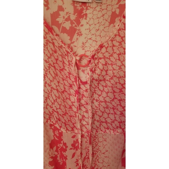 Susan Graver Floral Vibrant Tunic Sheer Cover-up Ruffle Sleeve Boutique Size 1X - Picture 3 of 6